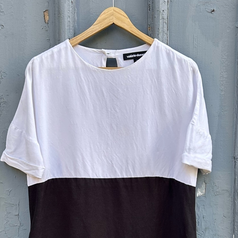 Valerie Dumaine Dionne Linen blend black and white dress, size XS (oversized) - Picture 3 of 12